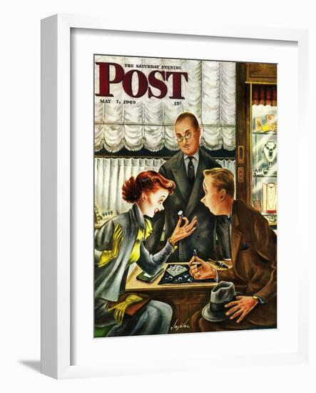 "Engagement Ring," Saturday Evening Post Cover, May 7, 1949-Constantin Alajalov-Framed Giclee Print