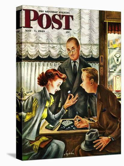 "Engagement Ring," Saturday Evening Post Cover, May 7, 1949-Constantin Alajalov-Stretched Canvas