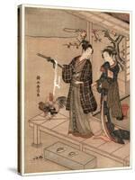 Engawa No Wakai Danjo-Suzuki Harunobu-Stretched Canvas