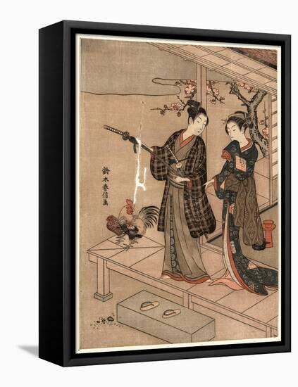Engawa No Wakai Danjo-Suzuki Harunobu-Framed Stretched Canvas