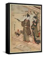 Engawa No Wakashu to Onna-Suzuki Harunobu-Framed Stretched Canvas