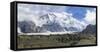 Engilchek Glacier and Khan Tengri Mountain, Central Tian Shan Mountain range, Border of Kyrgyzstan -G&M Therin-Weise-Framed Stretched Canvas