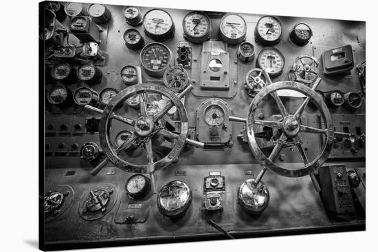 Engine Controls Aboard the Uss Midway in San Diego, Ca-Andrew Shoemaker-Stretched Canvas