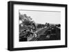 Engine Moving Through a Rail Yard-null-Framed Photographic Print