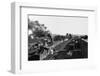 Engine Moving Through a Rail Yard-null-Framed Photographic Print