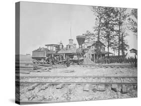 Engine No. 156 and Company of Infantry During the American Civil War-Stocktrek Images-Stretched Canvas