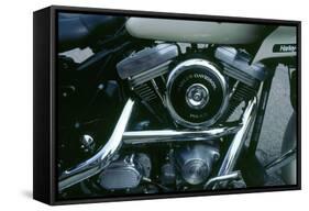 Engine of 1994 Harley Davidson police bike-null-Framed Stretched Canvas