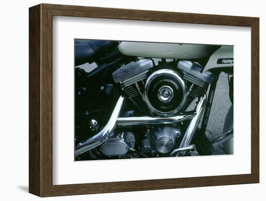 Engine of 1994 Harley Davidson police bike-null-Framed Photographic Print