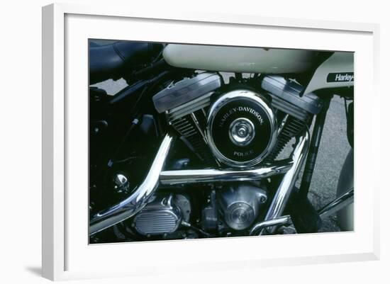 Engine of 1994 Harley Davidson police bike-null-Framed Photographic Print