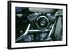 Engine of 1994 Harley Davidson police bike-null-Framed Photographic Print