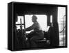 Engineer Aboard the 20th Century Limited Riding in Cab with His Hand on the Engine Brake-Alfred Eisenstaedt-Framed Stretched Canvas