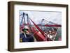 Engineer Overlooking Busy Container-Port-lagardie-Framed Photographic Print
