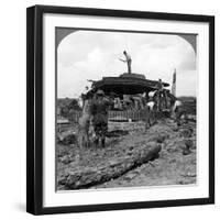 Engineers Clearing a Destroyed Tank from a Road, World War I, 1917-1918-null-Framed Photographic Print