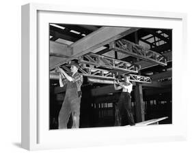 Engineers Lifting Steelwork into Position, South Yorkshire, 1954-Michael Walters-Framed Photographic Print