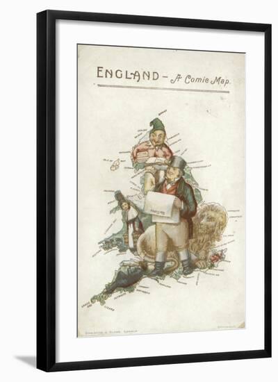 England - a Comic Map-null-Framed Giclee Print