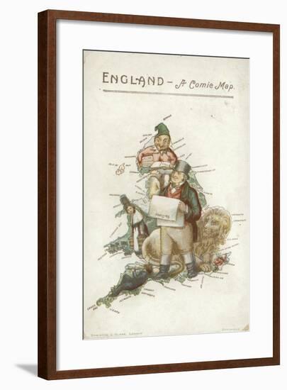 England - a Comic Map-null-Framed Giclee Print