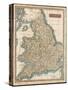 England and Wales Hand Coloured Engraving-null-Stretched Canvas