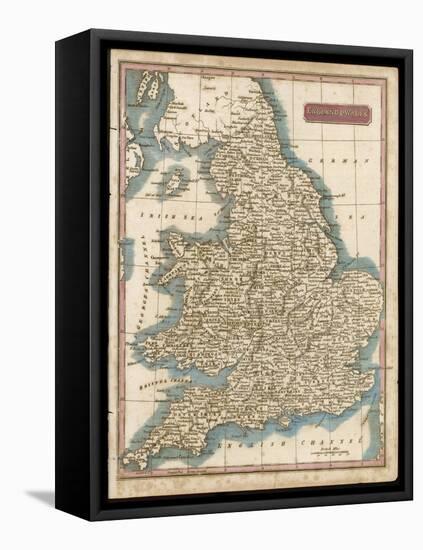 England and Wales Hand Coloured Engraving-null-Framed Stretched Canvas