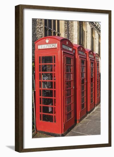 England, Cambridgeshire, Cambridge, Traditional Red Telephone Boxes-Steve Vidler-Framed Photographic Print