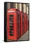 England, Cambridgeshire, Cambridge, Traditional Red Telephone Boxes-Steve Vidler-Framed Stretched Canvas