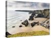 England, Cornwall, Bedruthan Steps, Coast, Sandy Beach, Rocks, Sea-Dietmar Walser-Stretched Canvas