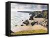 England, Cornwall, Bedruthan Steps, Coast, Sandy Beach, Rocks, Sea-Dietmar Walser-Framed Stretched Canvas