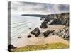 England, Cornwall, Bedruthan Steps, Coast, Sandy Beach, Rocks, Sea-Dietmar Walser-Stretched Canvas