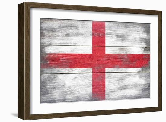 England Country Flag - Barnwood Painting-Lantern Press-Framed Art Print