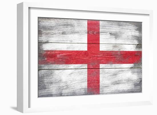 England Country Flag - Barnwood Painting-Lantern Press-Framed Art Print