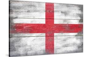 England Country Flag - Barnwood Painting-Lantern Press-Stretched Canvas