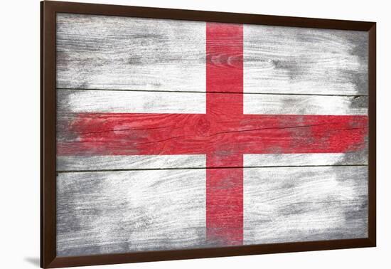 England Country Flag - Barnwood Painting-Lantern Press-Framed Art Print