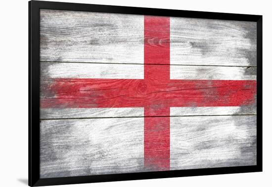 England Country Flag - Barnwood Painting-Lantern Press-Framed Art Print