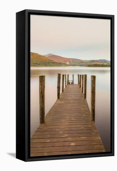 England, Cumbria, Lake District, Derwentwater, Wooden Jetty-Steve Vidler-Framed Stretched Canvas