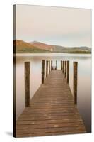 England, Cumbria, Lake District, Derwentwater, Wooden Jetty-Steve Vidler-Stretched Canvas