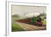 England - Great Northern Railways Flying Scotchman Train Near Hatfield-Lantern Press-Framed Art Print