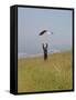 England, Isle of Wight; Boy Flying a Kite on the Downs Near Compton Bay in Southwest of the Island-Will Gray-Framed Stretched Canvas