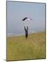 England, Isle of Wight; Boy Flying a Kite on the Downs Near Compton Bay in Southwest of the Island-Will Gray-Mounted Photographic Print