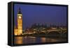 England, London. Big Ben and Westminster Bridge over River Thames.-Jaynes Gallery-Framed Stretched Canvas