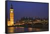 England, London. Big Ben and Westminster Bridge over River Thames.-Jaynes Gallery-Framed Stretched Canvas