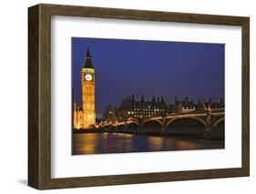 England, London. Big Ben and Westminster Bridge over River Thames.-Jaynes Gallery-Framed Photographic Print