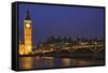 England, London. Big Ben and Westminster Bridge over River Thames.-Jaynes Gallery-Framed Stretched Canvas