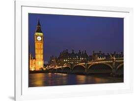 England, London. Big Ben and Westminster Bridge over River Thames.-Jaynes Gallery-Framed Premium Photographic Print