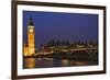 England, London. Big Ben and Westminster Bridge over River Thames.-Jaynes Gallery-Framed Premium Photographic Print