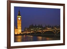 England, London. Big Ben and Westminster Bridge over River Thames.-Jaynes Gallery-Framed Premium Photographic Print