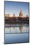 England, London, Person Reflected in Puddle at Dawn-Walter Bibikow-Mounted Photographic Print