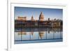 England, London, Reflection in Puddle, Near Millennium Bridge, Dawn-Walter Bibikow-Framed Photographic Print