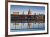 England, London, Reflection in Puddle, Near Millennium Bridge, Dawn-Walter Bibikow-Framed Photographic Print