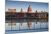 England, London, Reflection in Puddle, Near Millennium Bridge, Dawn-Walter Bibikow-Mounted Photographic Print