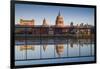 England, London, Reflection in Puddle, Near Millennium Bridge, Dawn-Walter Bibikow-Framed Photographic Print