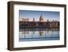 England, London, Reflection in Puddle, Near Millennium Bridge, Dawn-Walter Bibikow-Framed Photographic Print